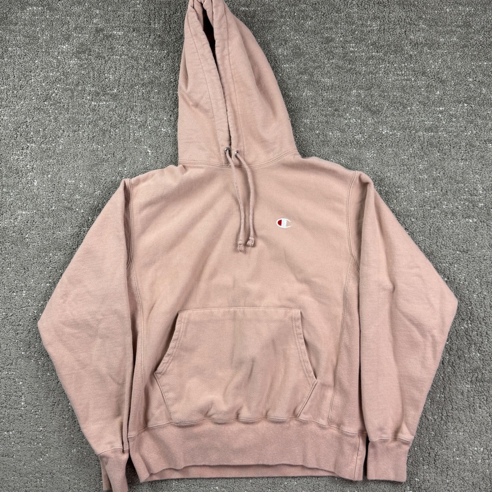 Champion Reverse Weave Hoodie Womens Medium Pink Pullover Sweatshirt Athleisure